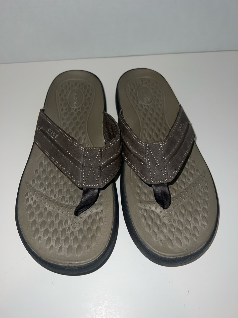 CROCS Men's Olive Taupe Brown Flip Flop Sandals